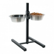 ZOLUX ADJUSTABLE STAND WITH STAINLESS STEEL DOG BOWLS 1.5L