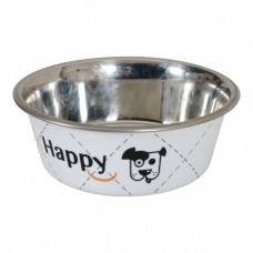 ZOLUX HAPPY STAINLESS STEEL DOG BOWLS - WHITE 1.5L