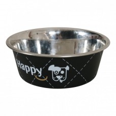 ZOLUX HAPPY STAINLESS STEEL DOG BOWLS - BLACK 1.5L