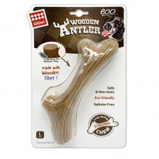 GIGWI Dog Chew Wooden Antler with Natural Wood and Synthetic Material LARGE
