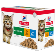 Hills Science Plan Kitten Wet Food Multipack With Chicken, Ocean Fish Pouch 4(12x85g)