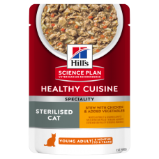 Hills SCIENCE PLAN HEALTHY CUISINE STERILISED CAT Adult Stew With Chicken & Added Vegetables Pouch(12x80g)