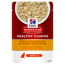 Hills SCIENCE PLAN HEALTHY CUISINE Adult Cat Stew With Chicken & Added Vegetables Pouch (12x80g)