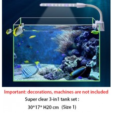Kakei Aquarium fish tank glass super white clear 3 in 1 set 30*17*20cm