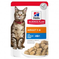 Hills Science Plan Adult Wet Cat Food Ocean Fish Pouches (12x85g)
